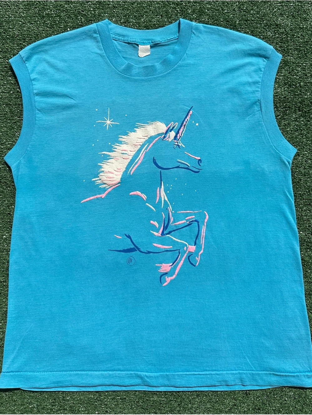 Vintage 80’s Unicorn Colorful Puff Print Single Stitch Tank Top Women’s Medium